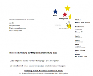 Mitgliederversammlung PG Bron-Weingarten
